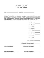 Math 306, Spring 2012 Final Exam Solutions