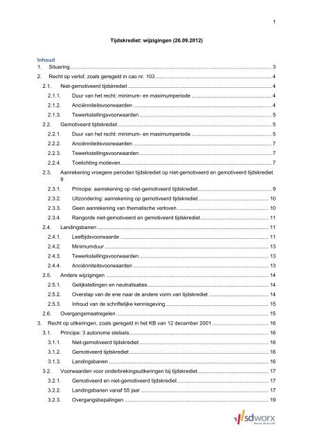 1 Tijdskrediet: wijzigingen (26.09.2012) Inhoud 1. Situering ... - Voka