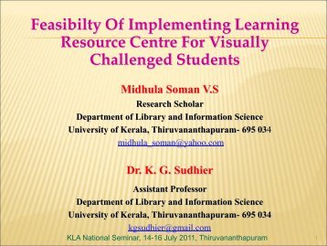 Midhula Soman V. S. and K. G. Sudhier. Feasibility of Implementing ...