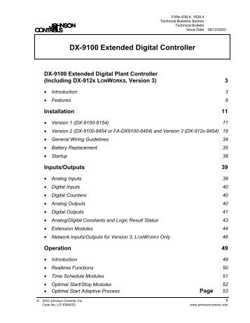 DX-9100 Extended Digital Controller Technical ... - Engineered Air
