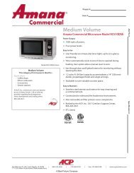 Manufacturer Specification Sheet