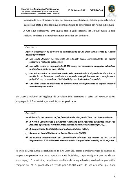 Avaliação profissional - Ordem dos Técnicos Oficiais de Contas