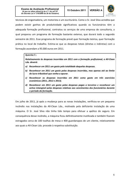 Avaliação profissional - Ordem dos Técnicos Oficiais de Contas