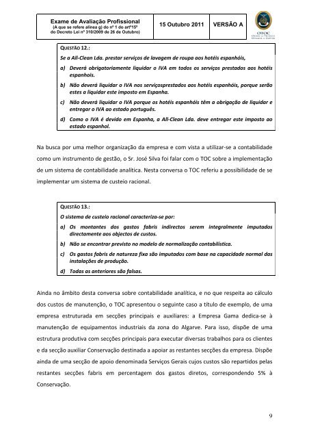 Avaliação profissional - Ordem dos Técnicos Oficiais de Contas