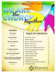 Congregational report - Kinsmen Lutheran Church