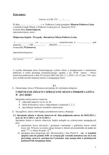 Wzór umowy - Biuletyn Informacji Publicznej, Urząd Miasta ...