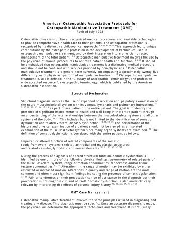 AOA Protocols for OMT - American Academy of Osteopathy