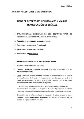 Tema 9. RECEPTORES DE MEMBRANA.pdf - VeoApuntes.com