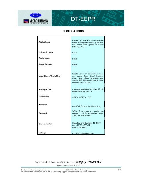 Carrier DT-EEPR - HVAC and Refrigeration Information Links