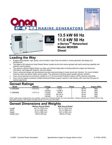 13.5 kW 60 Hz 11.0 kW 50 Hz - PoweredGenerators.com