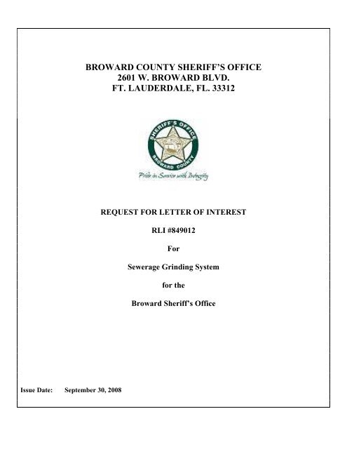 request for letters of interest - Broward Sheriff's Office