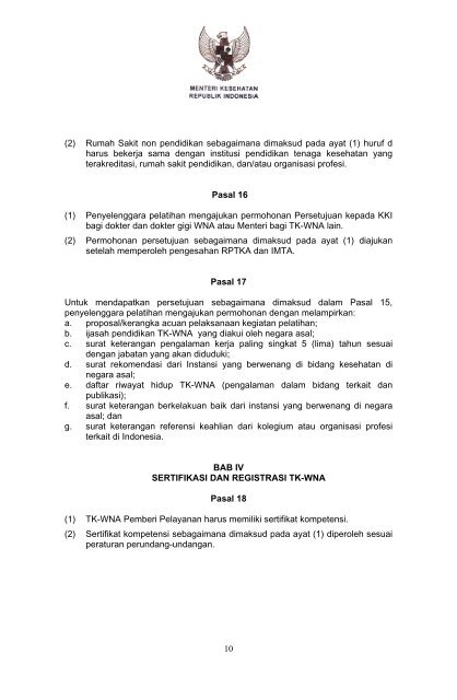 Peraturan Menteri Kesehatan RI No. 317 tahun 2010 tentang ...