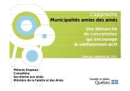 L'approche municipalités, amies des aînés - Réseau québécois des ...