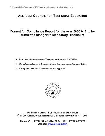 format for compliance report - NIAM