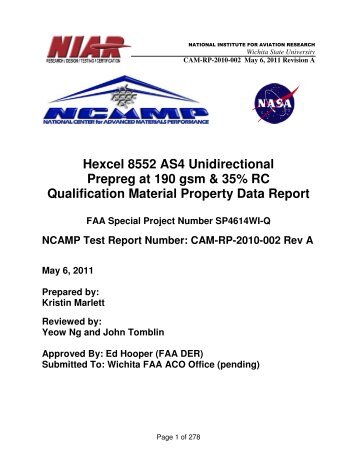 Hexcel 8552 AS4 Unidirectional Material Property Data Report