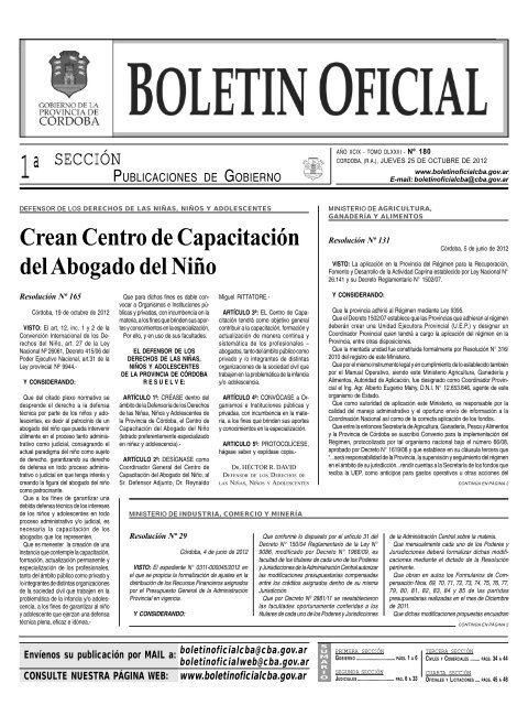 boletin oficial nÂº 180 - BoletÃ­n Oficial de la Provincia de CÃ³rdoba