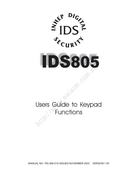 IDS alarm system: IDS805 User Manual - Ealarm.com.my