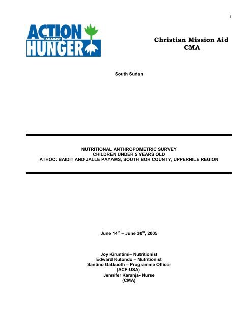 Christian Mission Aid CMA - Action Against Hunger