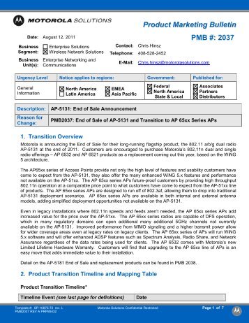 PMB Template - EOL - Wireless Network Solutions