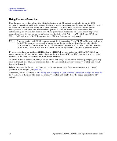 N5161A/62A/81A/82A/83A MXG Signal Generators User's Guide