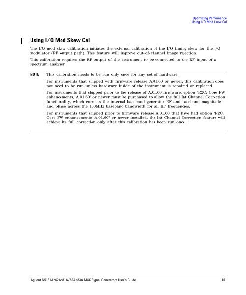 N5161A/62A/81A/82A/83A MXG Signal Generators User's Guide