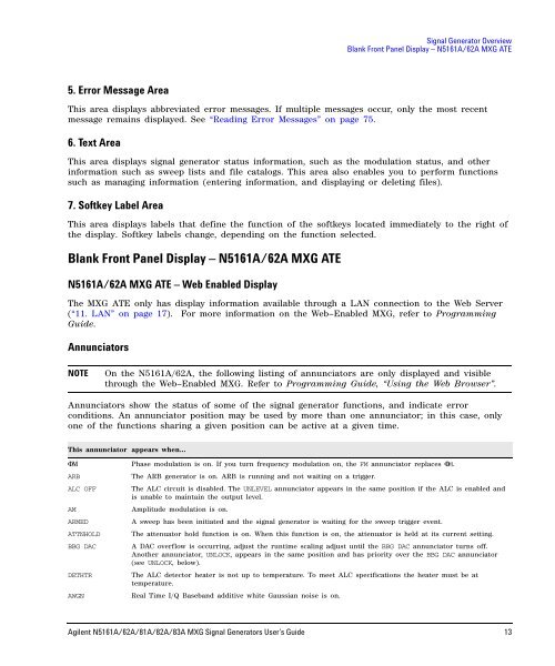 N5161A/62A/81A/82A/83A MXG Signal Generators User's Guide