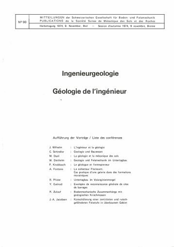 Ingenieurgeologie Geologie de l'ingenieur - SGBF