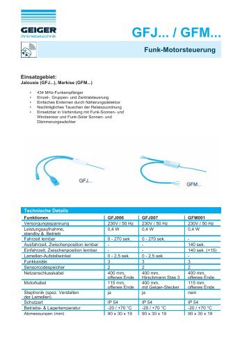 Funk-Motorsteuerung GFJ... / GFM... - Geiger Antriebstechnik