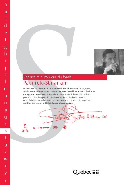 RÃ©pertoire numÃ©rique du fonds Patrick-Straram - BibliothÃ¨que et ...