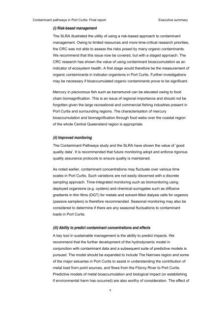 Contaminant pathways in Port Curtis: Final report - OzCoasts