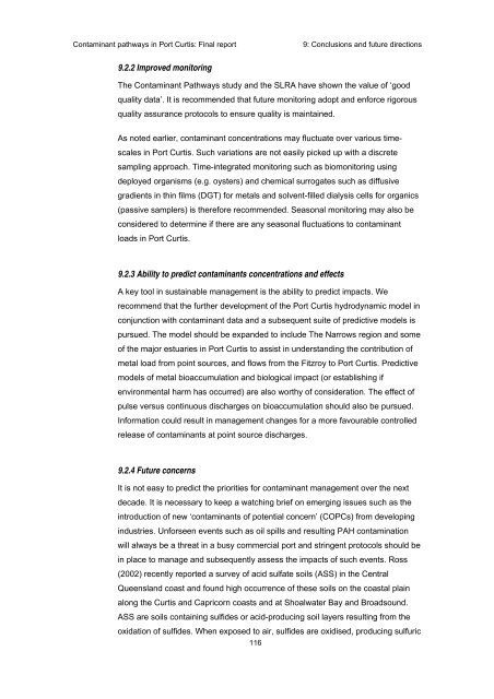 Contaminant pathways in Port Curtis: Final report - OzCoasts