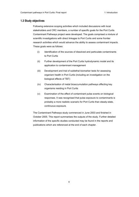 Contaminant pathways in Port Curtis: Final report - OzCoasts