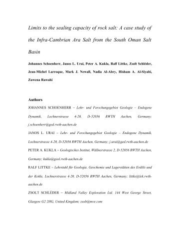 Limits to the sealing capacity of rock salt - RWTH Aachen University