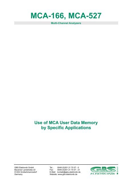 MCA-166, MCA-527 - GBS Elektronik GmbH