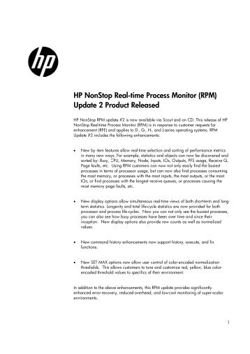 HP NonStop Real-time Process Monitor (RPM ... - Hewlett-Packard