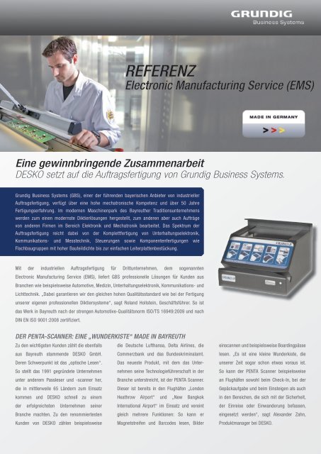 REFERENZ - EMS - Grundig Business Systems GmbH