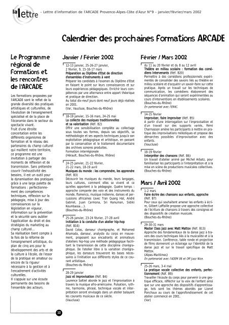 La Lettre nÂ°09 - Arcade Provence-Alpes-CÃ´te d'Azur - Arcade PACA