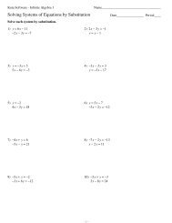 Systems of Equations Substitution