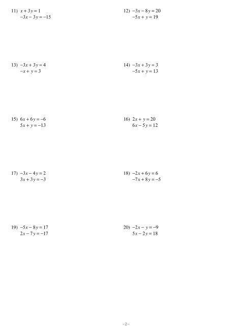 Systems of Equations Substitution