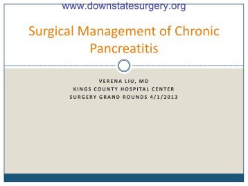 Surgical Management of Chronic Pancreatitis - Department of ...