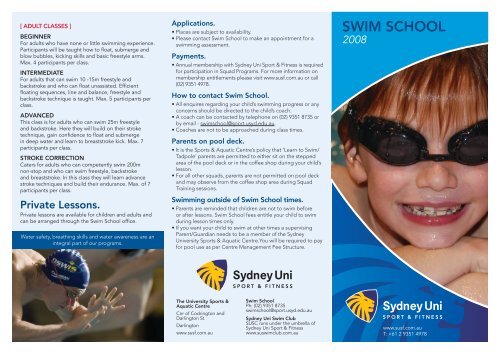 SWIM SCHOOL - Sydney University Sport