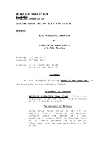 Download LTA v David Satya Anand Chetty Judgement - Law Fiji