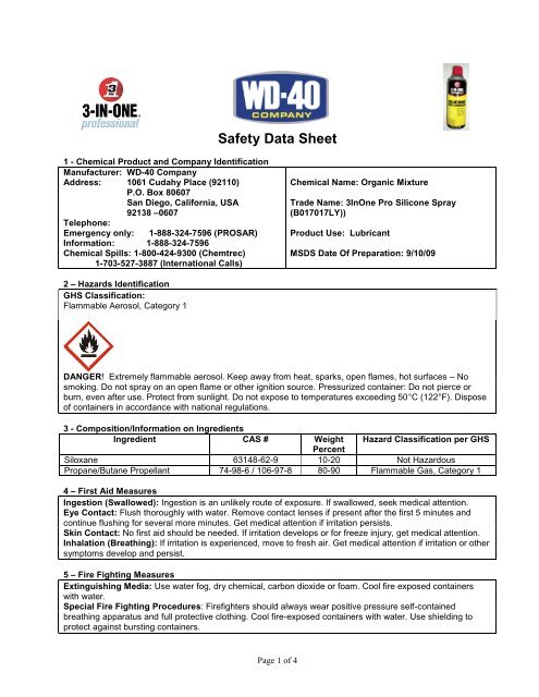 Silicone Spray Lubricant - WD-40 Company