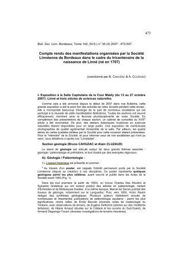 473 Compte rendu des manifestations organisÃ©es par la SociÃ©tÃ© ...