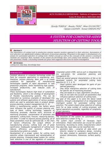 a system for computer-aided selection of cutting tools