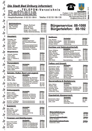 TELEFON erzeichnis - Bad Driburg