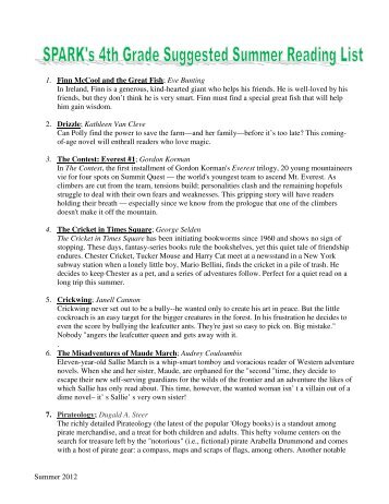 4th Grade Summer Reading List - Atlanta Public Schools