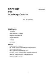 RAPPORT från GöteborgsOperan - Kulturverkstan