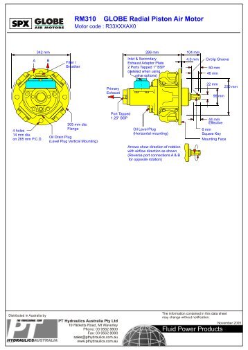 RM310 GLOBE Radial Piston Air Motor - PT Hydraulics