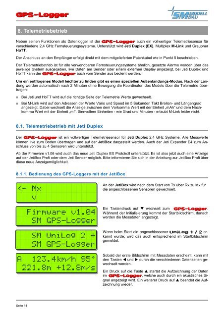 SM Anleitung GPS-Logger v1.08 - SM-Modellbau